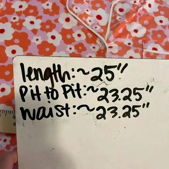 Kate Spade Floral Orange Pink White Quarter Sleeve Button Down Pajama Top Sz XL - Picture 9 of 10